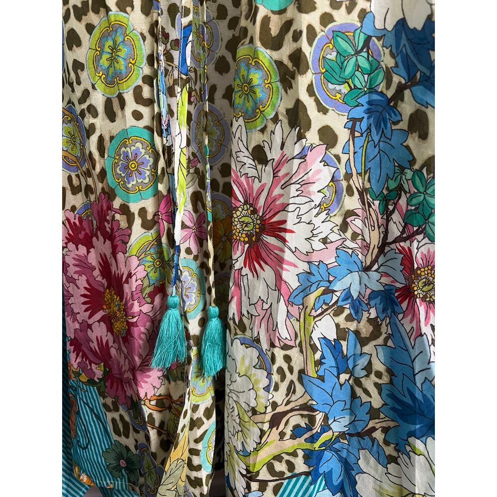 Johnny Was Blue Leopard & Floral Kimono Cover-up Size L/XL - Picture 4 of 11